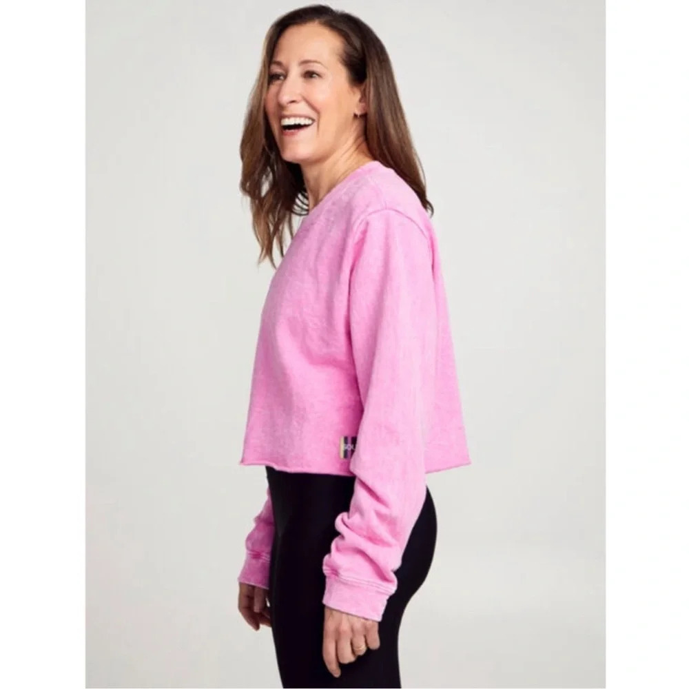 SoulCycle cropped pink sweatshirt